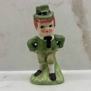 Vintage Irish Boy Leprechaun St. Patrick’s Day Bisque Figurine Hand Painted